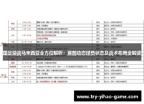 国足迎战马来西亚全方位解析：赛前动态球员状态及战术布局全解读