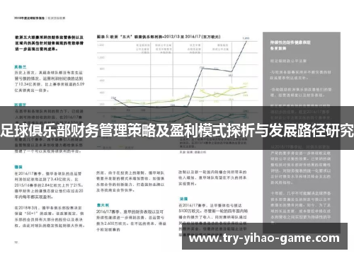 足球俱乐部财务管理策略及盈利模式探析与发展路径研究